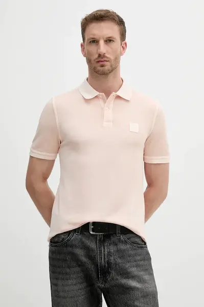 Bavlněné polo tričko United Colors of Benetton pánské, oranžová barva, 3089U302D