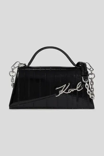 Kožená kabelka Karl Lagerfeld K/SIGNATURE černá barva, A3W30050