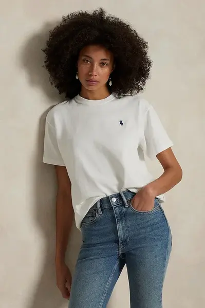 Bavlněné tričko Polo Ralph Lauren dámské, bílá barva, 211967104