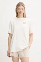 Bavlněné tričko Abercrombie & Fitch dámské, béžová barva, KI157-5068