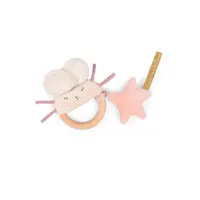 MOULIN ROTY Chrastítko s dřevěným kroužkem Pink mouse