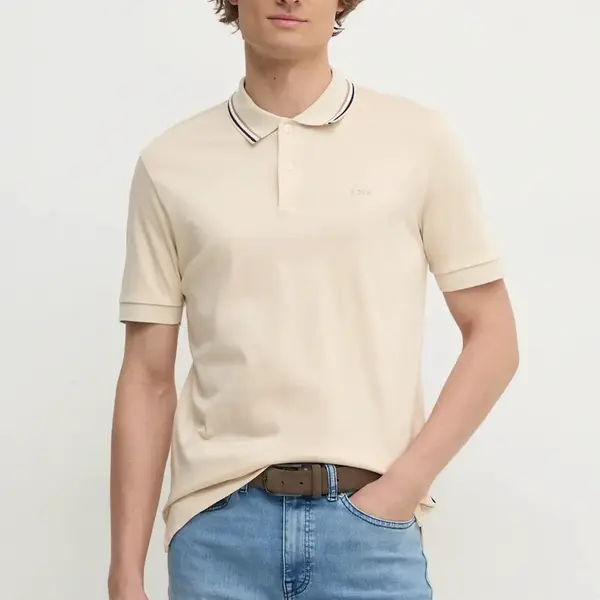 Bavlněné polo tričko BOSS Penrose 38 béžová barva, 50469360