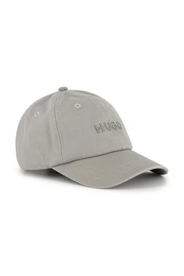 Dětská bavlněná kšiltovka HUGO šedá barva, G00320