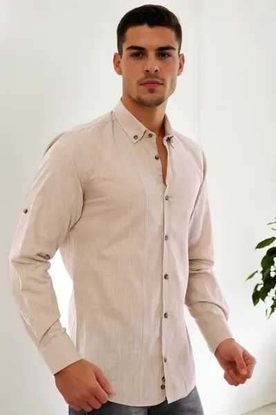 G921 DEWBERRY MEN'S SHIRT-BEIGE
