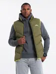 Ombre Men's quilted sleeveless jacket with neon accents - olive