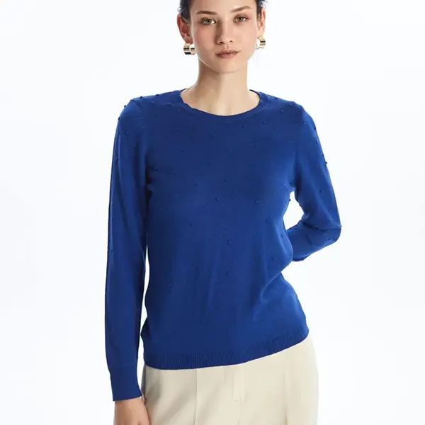 LC Waikiki LCW Crew Neck Self-Patterned Long Sleeve Women's Knitwear Sweater