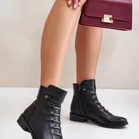 Insulated women's ankle boots on a flat heel black labise