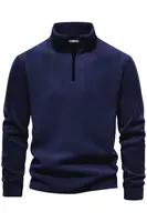49143 Dewberry Half Zipper Stand Collar Mens Fleece-NAVY