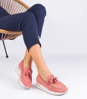 Gemre Ružové dámske mokasíny na platforme so zdobením Selerina