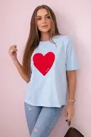 Cotton blouse with blue heart print