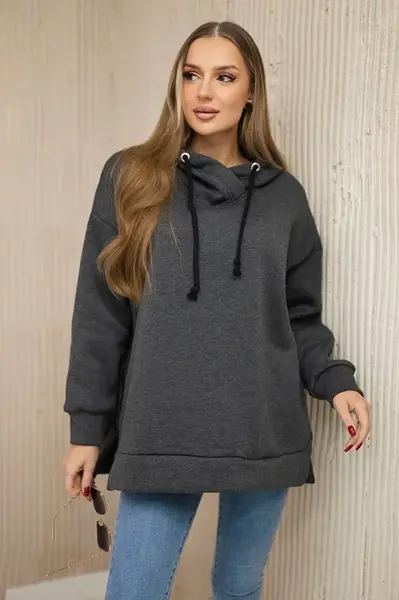 Insulated sweatshirt with side zipper graphite