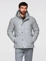 Ombre Men's lightweight jacket with mesh lining and hood - grey