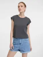 Grey women's crop t-shirt with short sleeves ORSAY - Women's