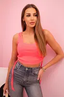 Kesi Dámska rebrovaná blúzka so zaväzovaním na bokoch ružová neónová