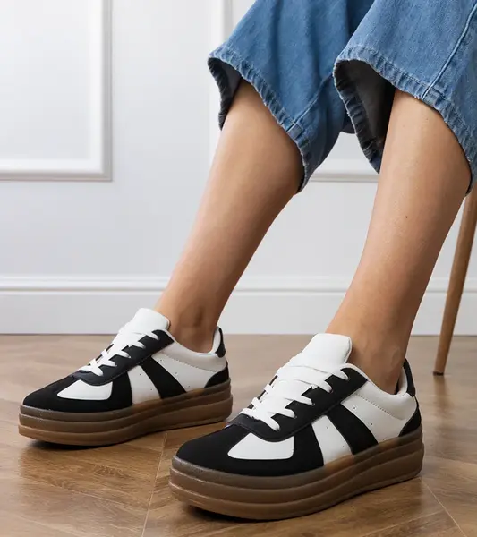 marka niezdefiniowana Čierne dámske tenisky na platforme Serila