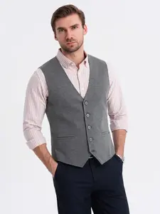 Ombre Fitted elegant men's structured knit vest - graphite