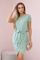 Tied dress with envelope dark mint