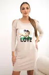 Beige dress with love print
