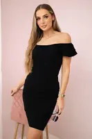 Ribbed dress with ruffles black