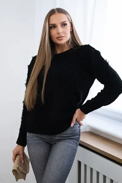 Sweater with cable weave in black