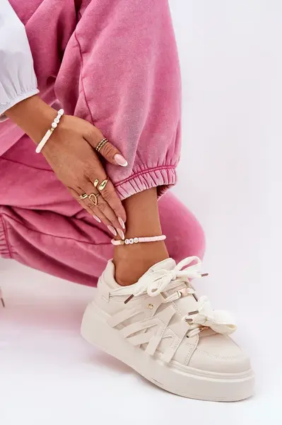 Boto Eko Kožené Tenisky Na Platforme Béžové Penolle