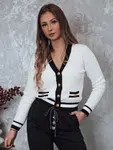 Sweter damski FUZZY rozpinany biały Dstreet