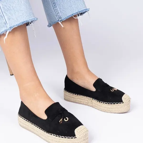 Gemre Čierne espadrilky s hrubou podrážkou Elviola