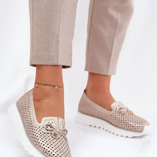 S. BARSKI Dámske Kožené Ažurové Polobotky Z Prírodnej Kože D&A