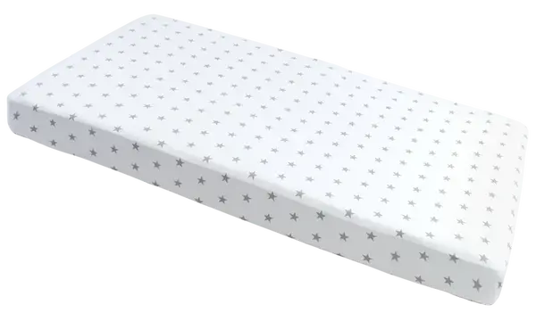 Medi Partners Fitted sheet for crib 120x60 – cotton – Gray stars on white