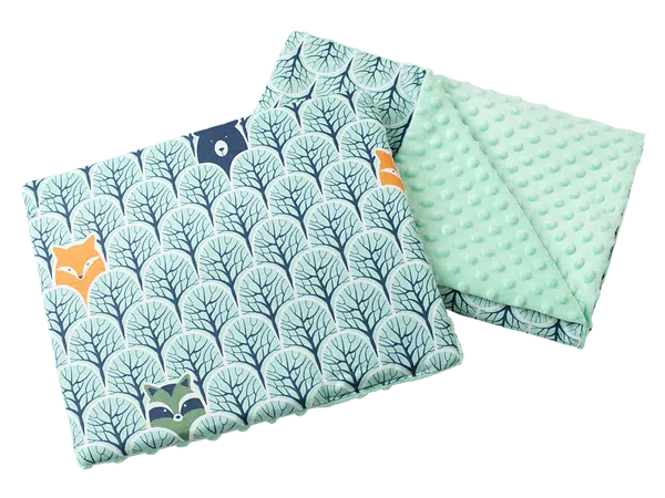 Medi Partners Quilt 55x75 + pillow 35x30 cotton + minky – Forest + minty minky