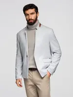Ombre Men's melange rayon jacket with stand-up collar - grey melange
