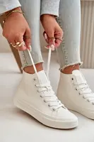 BIG STAR SHOES Dámske Zateplené Tenisky Z Eko Kože Biele Big Star