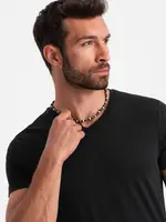 Ombre BASIC men's classic cotton T-shirt with a crew neckline - black