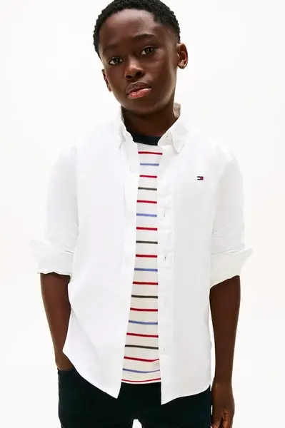 Dětská košile Tommy Hilfiger bílá barva, KB0KB09262