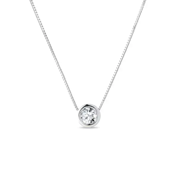 Náhrdelník z bílého zlata s diamantem KLENOTA