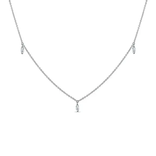 Náhrdelník z bílého zlata s diamanty marquise KLENOTA
