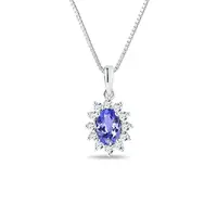 Náhrdelník z bieleho zlata s diamantmi a tanzanitom KLENOTA