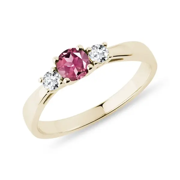 Zlatý prsteň s turmalínom a briliantmi KLENOTA