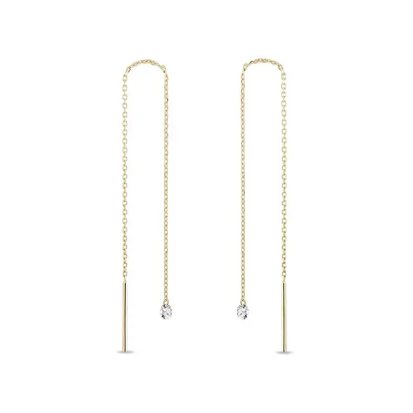 Náušnice zo žltého zlata s laboratórnymi diamantmi KLENOTA