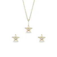 Súprava šperkov zo žltého zlata v tvare hviezdy s diamantmi KLENOTA