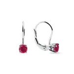 Visiace náušnice z bieleho 14k zlata s rubínmi KLENOTA