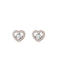 Diamantové náušnice srdce z ružového zlata KLENOTA