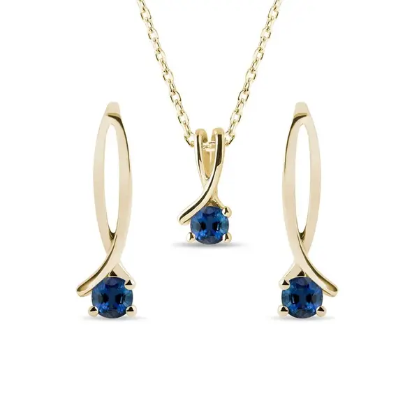 Zafírová súprava zo žltého zlata s motívom stužky KLENOTA