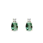 Náušnice zo žltého 14 kt zlata so zeleným turmalínom a diamantmi KLENOTA