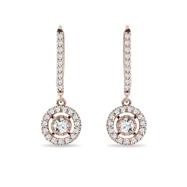 Briliantové náušnice z ružového 14kt zlata KLENOTA