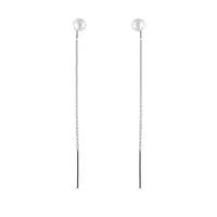 Dlhé visiace náušnice z bieleho zlata s perlou KLENOTA