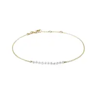 Řetízkový náramek s perličkami ve žlutém 14k zlatě KLENOTA