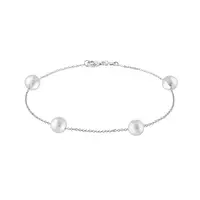 Řetízkový náramek se 4 bílými perlami v bílém zlatě KLENOTA