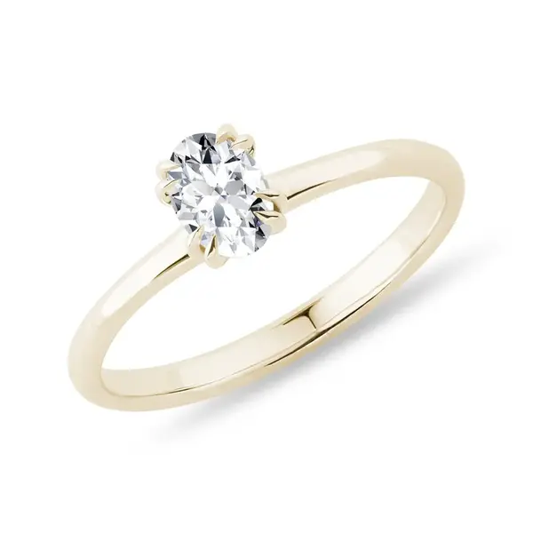Zásnubní prsten s oválným diamantem ve 14k zlatě KLENOTA