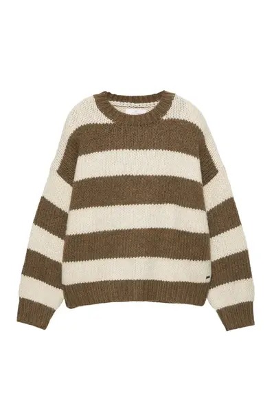 Pull&Bear Sveter 'PACIFIC'  krémová / hnedá